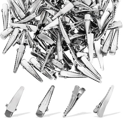 100 Pcs Silver Metal Alligator Hair Clips - Small Crocodile Hair Pins for Styling, Crafts & DIY Projects