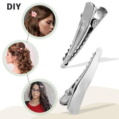 100 Pcs Silver Metal Alligator Hair Clips - Small Crocodile Hair Pins for Styling, Crafts & DIY Projects
