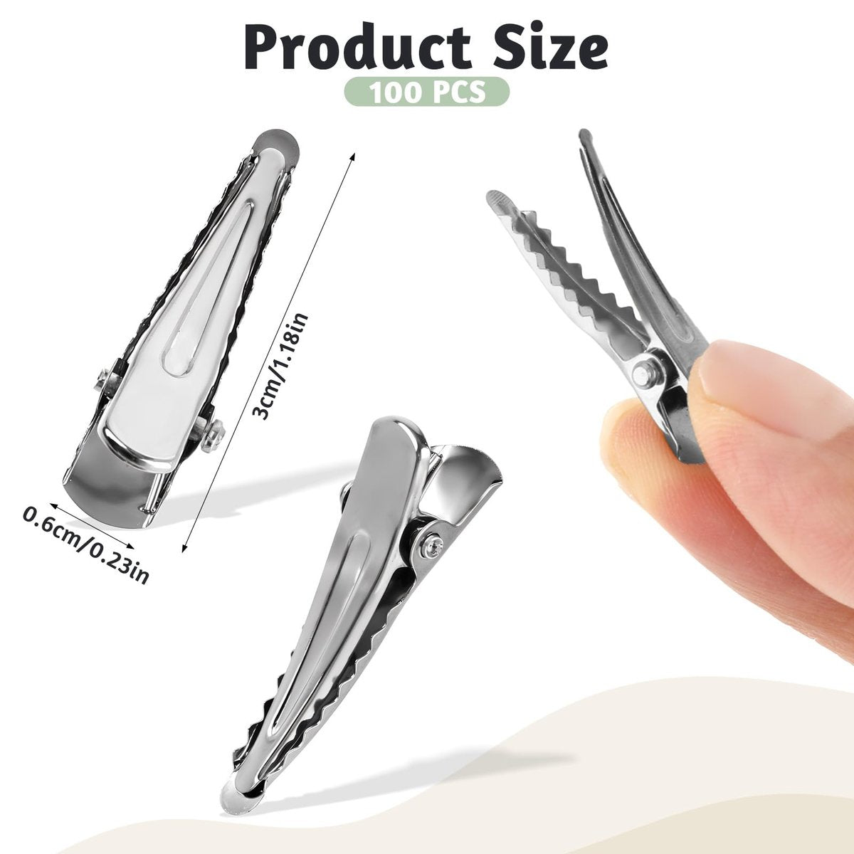 100 Pcs Silver Metal Alligator Hair Clips - Small Crocodile Hair Pins for Styling, Crafts & DIY Projects - görsel 4