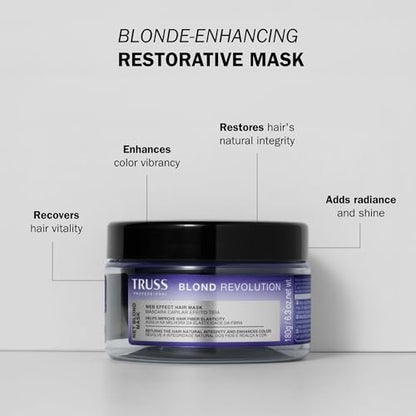 TRUSS Blond Revolution Net Blond Hair Mask - Color-Enhancing Hair Repair Mask for Natural Health, Shine & Vibrancy (6.3 oz) Avelisse