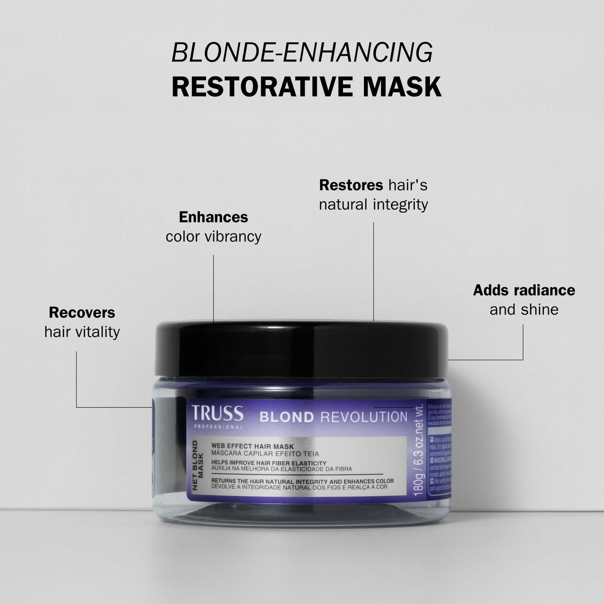 TRUSS Blond Revolution Net Blond Hair Mask - Color-Enhancing Hair Repair Mask for Natural Health, Shine & Vibrancy (6.3 oz) Avelisse