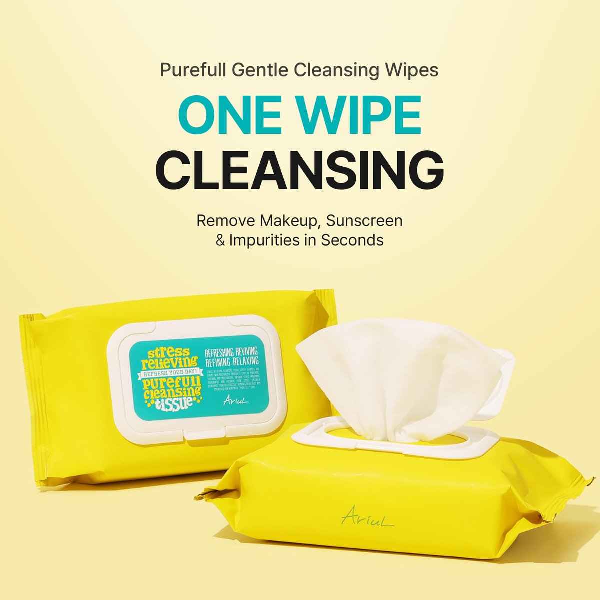 Ariul Purefull Gentle Cleansing Wipes – Soothing & Hydrating Makeup Remover Wipes, Non-Sticky Fresh Finish, Mild Acidic pH, Effective Cleansing, Korean Skincare (80 Sheets x 2 Pack) Avelisse