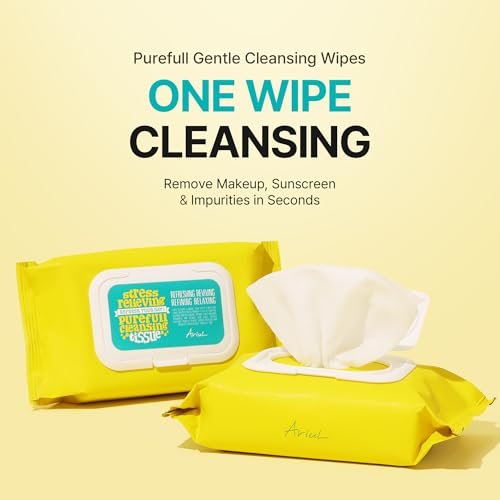 Ariul Purefull Gentle Cleansing Wipes – Soothing & Hydrating Makeup Remover Wipes, Non-Sticky Fresh Finish, Mild Acidic pH, Effective Cleansing, Korean Skincare (80 Sheets x 2 Pack) Avelisse