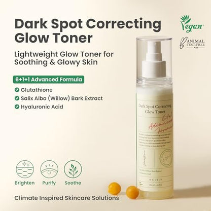 AXIS-Y Dark Spot Correcting Glow Toner – Brightening Hydrating Toner with 5% Niacinamide, Glutathione & Hyaluronic Acid for Uneven Skin Tone (4.23 fl. oz.) Avelisse