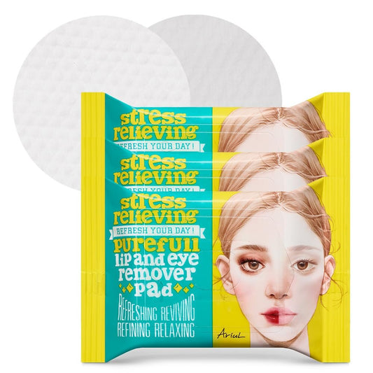 Ariul Purefull Lip & Eye Makeup Remover Pads – Oil-Infused Dual-Sided Pads, Gentle Exfoliation, Travel Friendly Compact Size, Korean Skincare (30 Pads x 3 Pack) Avelisse