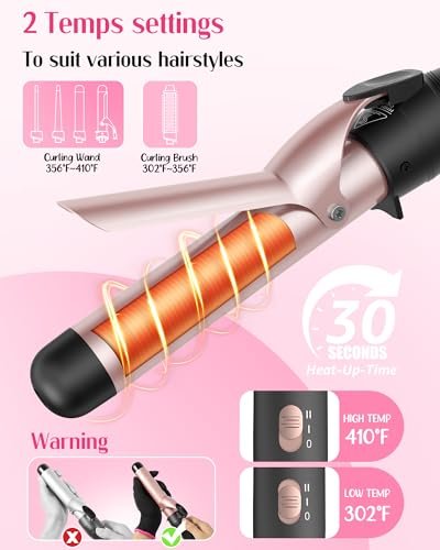ANIEKIN 5 in 1 Curling Iron Set – Fast Heat Up Curling Wand with 4 Interchangeable Barrels (3/8 to 1 1/4 Inch) & Thermal Brush, Dual Voltage, Rose Gold – for All Hair Types, Travel & Gifts for Women Avelisse