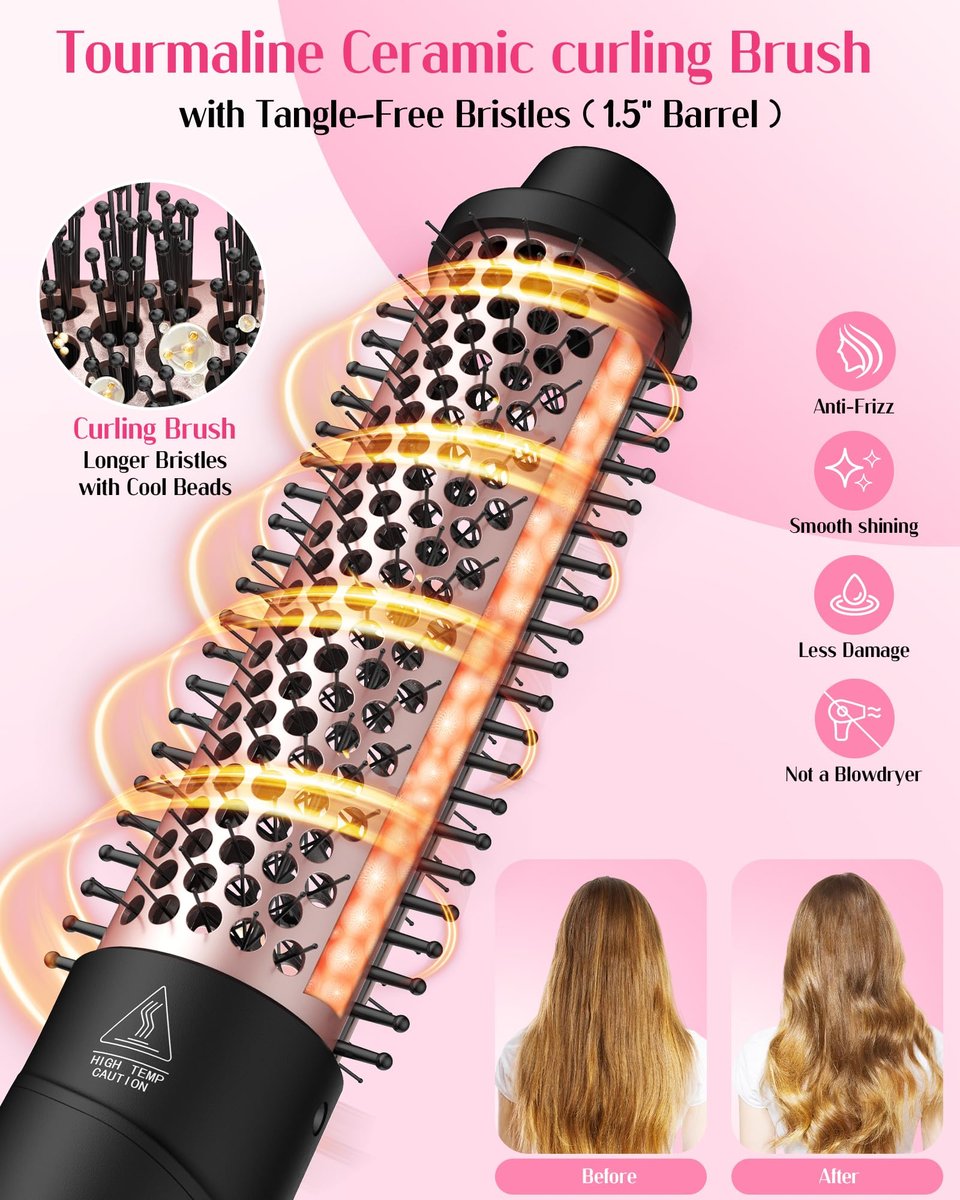 ANIEKIN 5 in 1 Curling Iron Set – Fast Heat Up Curling Wand with 4 Interchangeable Barrels (3/8 to 1 1/4 Inch) & Thermal Brush, Dual Voltage, Rose Gold – for All Hair Types, Travel & Gifts for Women Avelisse