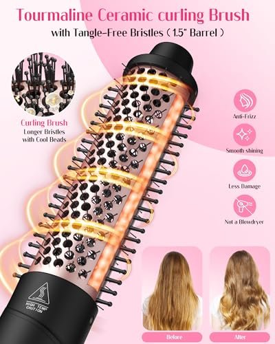 ANIEKIN 5 in 1 Curling Iron Set – Fast Heat Up Curling Wand with 4 Interchangeable Barrels (3/8 to 1 1/4 Inch) & Thermal Brush, Dual Voltage, Rose Gold – for All Hair Types, Travel & Gifts for Women Avelisse