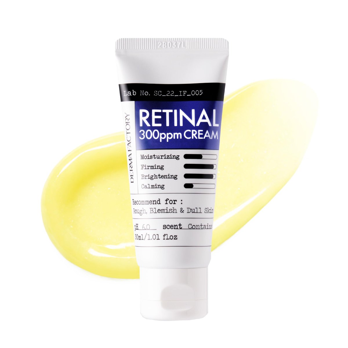 DERMA FACTORY Retinal Night Cream for Face - Vitamin A Moisturizer with Centella, Niacinamide & Panthenol - Helps Improve Fine Lines, Texture & Firmness - 1.01 fl oz Avelisse