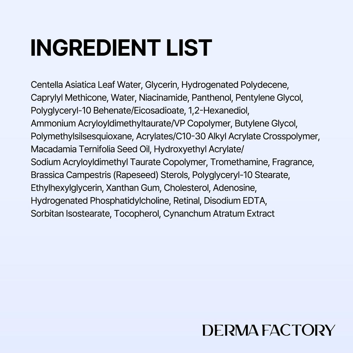 DERMA FACTORY Retinal Night Cream for Face - Vitamin A Moisturizer with Centella, Niacinamide & Panthenol - Helps Improve Fine Lines, Texture & Firmness - 1.01 fl oz Avelisse