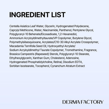 DERMA FACTORY Retinal Night Cream for Face - Vitamin A Moisturizer with Centella, Niacinamide & Panthenol - Helps Improve Fine Lines, Texture & Firmness - 1.01 fl oz Avelisse