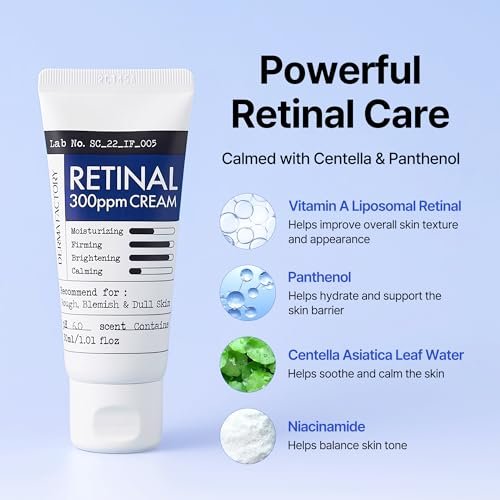 DERMA FACTORY Retinal Night Cream for Face - Vitamin A Moisturizer with Centella, Niacinamide & Panthenol - Helps Improve Fine Lines, Texture & Firmness - 1.01 fl oz Avelisse