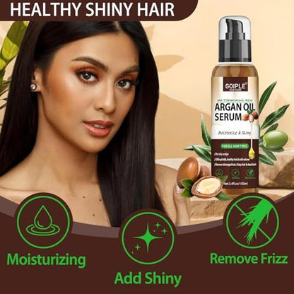Argan Protein Hair Oil Serum - Anti Frizz, Nourishing & Repair Treatment for Dry Damaged Hair, Heat Protectant & Shine Enhancer (3.4 Fl Oz)