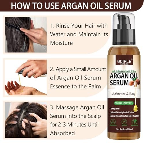 Argan Protein Hair Oil Serum - Anti Frizz, Nourishing & Repair Treatment for Dry Damaged Hair, Heat Protectant & Shine Enhancer (3.4 Fl Oz) - görsel 12