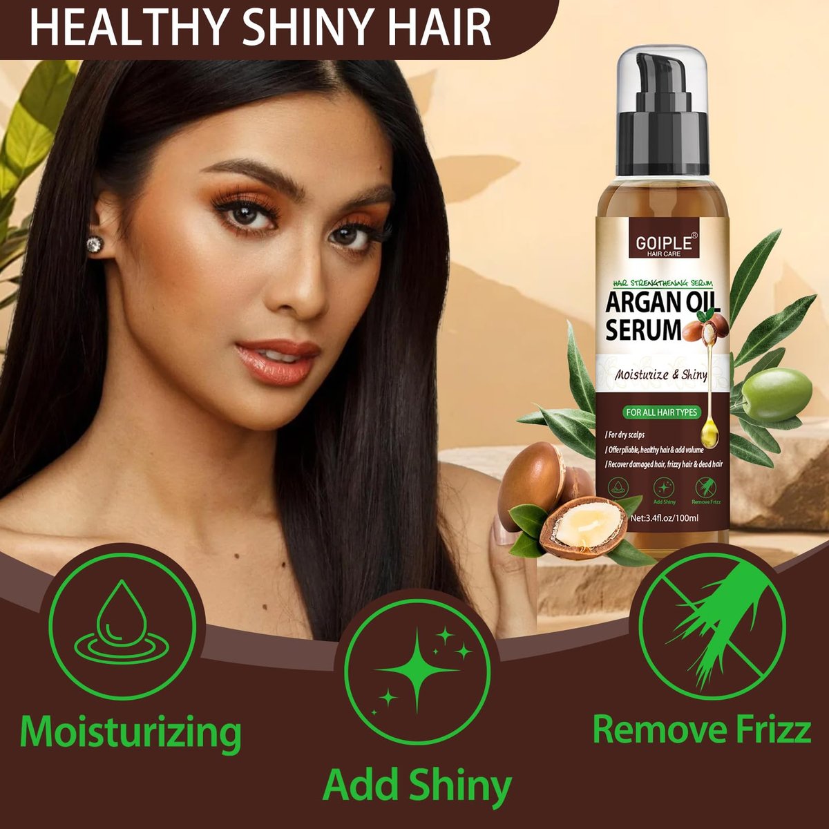 Argan Protein Hair Oil Serum - Anti Frizz, Nourishing & Repair Treatment for Dry Damaged Hair, Heat Protectant & Shine Enhancer (3.4 Fl Oz) - görsel 13
