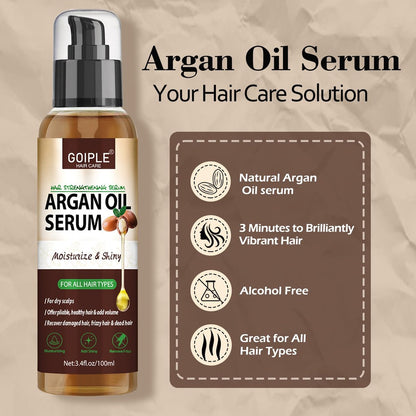 Argan Protein Hair Oil Serum - Anti Frizz, Nourishing & Repair Treatment for Dry Damaged Hair, Heat Protectant & Shine Enhancer (3.4 Fl Oz)