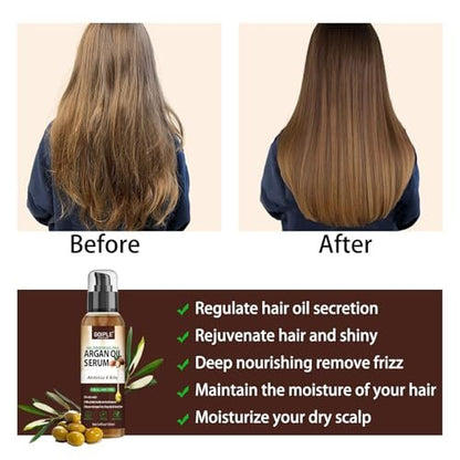 Argan Protein Hair Oil Serum - Anti Frizz, Nourishing & Repair Treatment for Dry Damaged Hair, Heat Protectant & Shine Enhancer (3.4 Fl Oz)