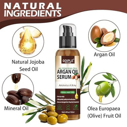 Argan Protein Hair Oil Serum - Anti Frizz, Nourishing & Repair Treatment for Dry Damaged Hair, Heat Protectant & Shine Enhancer (3.4 Fl Oz)