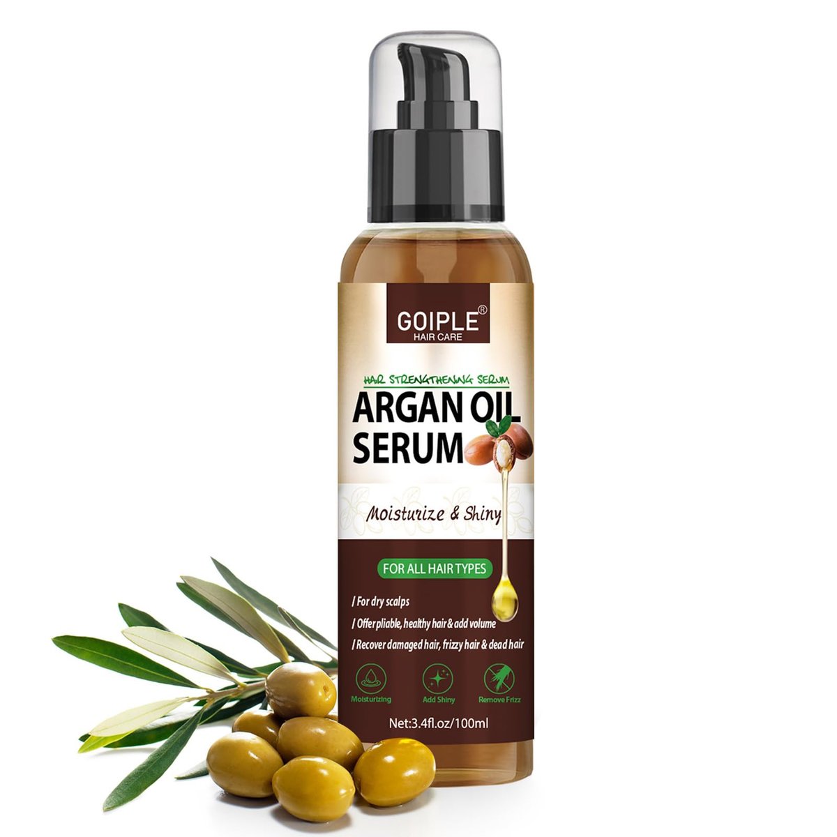 Argan Protein Hair Oil Serum - Anti Frizz, Nourishing & Repair Treatment for Dry Damaged Hair, Heat Protectant & Shine Enhancer (3.4 Fl Oz) - görsel 1
