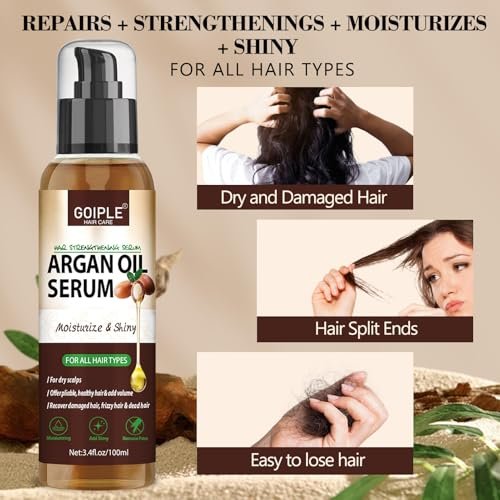Argan Protein Hair Oil Serum - Anti Frizz, Nourishing & Repair Treatment for Dry Damaged Hair, Heat Protectant & Shine Enhancer (3.4 Fl Oz) - görsel 8