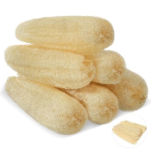 ZhouBoat 11.8 Inches Natural Loofah Sponges Pack of 6 for Kitchen Dishes Body Scrubber Avelisse