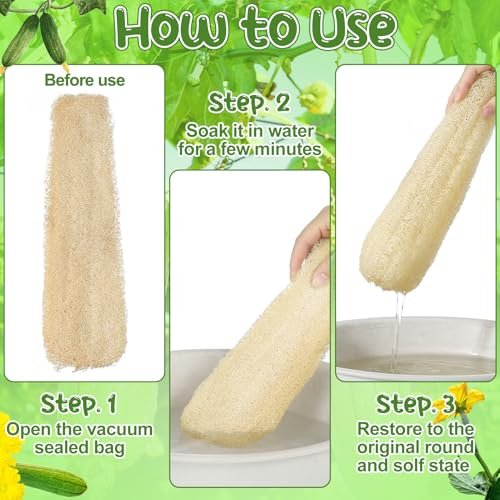 ZhouBoat 11.8 Inches Natural Loofah Sponges Pack of 6 for Kitchen Dishes Body Scrubber Avelisse