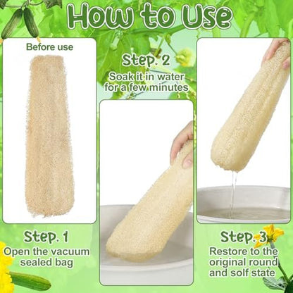 ZhouBoat 11.8 Inches Natural Loofah Sponges Pack of 6 for Kitchen Dishes Body Scrubber Avelisse