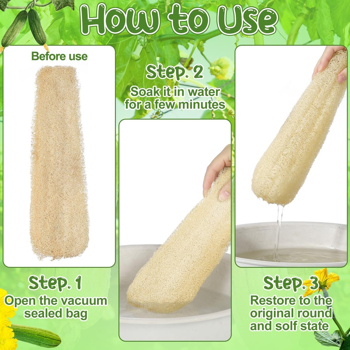 ZhouBoat 11.8 Inches Natural Loofah Sponges Pack of 6 for Kitchen Dishes Body Scrubber Avelisse