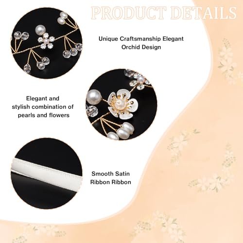 Darlingao Pearl Wedding Headpiece for Women - Elegant Gold Hair Accessory with Pearls, Flowers & Rhinestones for Bridal, Engagement, Prom & Formal Events - görsel 6