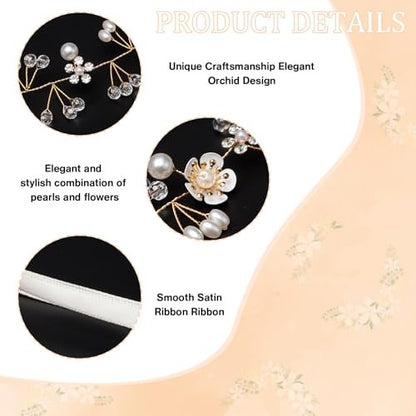 Darlingao Pearl Wedding Headpiece for Women - Elegant Gold Hair Accessory with Pearls, Flowers & Rhinestones for Bridal, Engagement, Prom & Formal Events