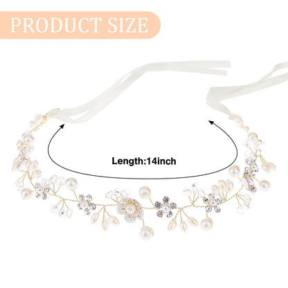 Darlingao Pearl Wedding Headpiece for Women - Elegant Gold Hair Accessory with Pearls, Flowers & Rhinestones for Bridal, Engagement, Prom & Formal Events