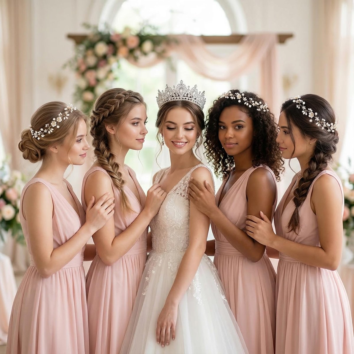Darlingao Pearl Wedding Headpiece for Women - Elegant Gold Hair Accessory with Pearls, Flowers & Rhinestones for Bridal, Engagement, Prom & Formal Events - görsel 11