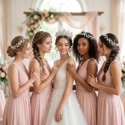 Darlingao Pearl Wedding Headpiece for Women - Elegant Gold Hair Accessory with Pearls, Flowers & Rhinestones for Bridal, Engagement, Prom & Formal Events