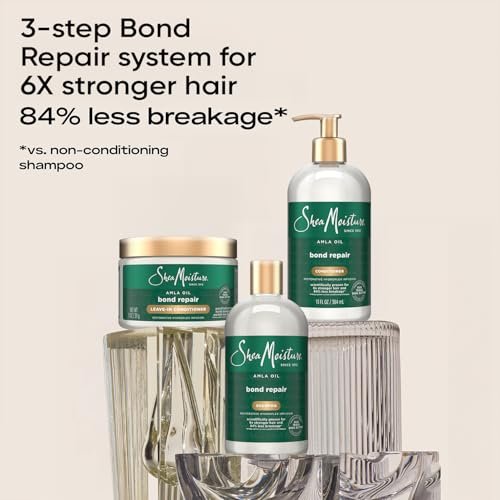 SheaMoisture Amla Oil Bond Repair Shampoo & Conditioner Set for Dry, Damaged Curly Hair - Anti-Frizz, 13 oz Each Avelisse