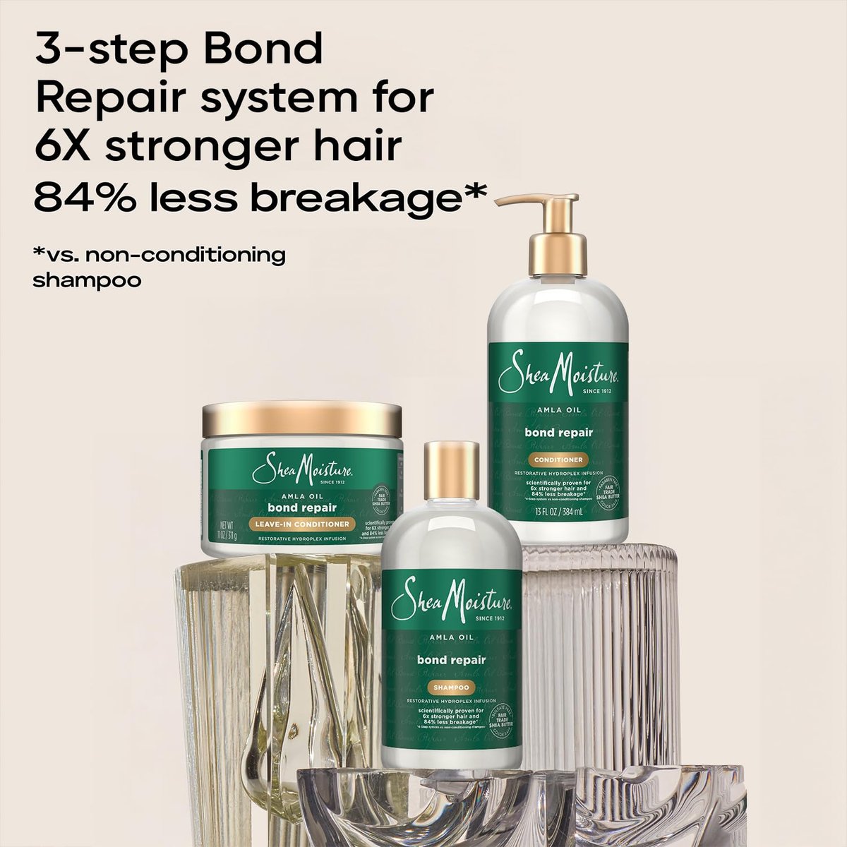 SheaMoisture Amla Oil Bond Repair Shampoo & Conditioner Set for Dry, Damaged Curly Hair - Anti-Frizz, 13 oz Each Avelisse