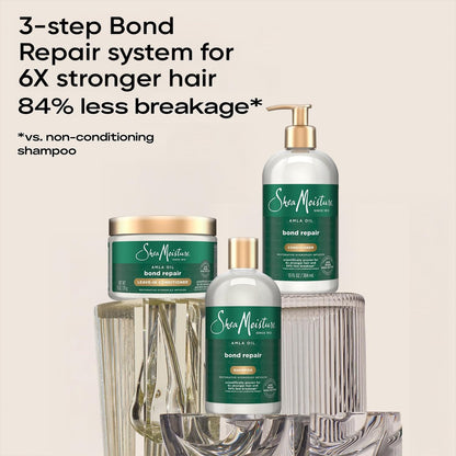 SheaMoisture Amla Oil Bond Repair Shampoo & Conditioner Set for Dry, Damaged Curly Hair - Anti-Frizz, 13 oz Each Avelisse