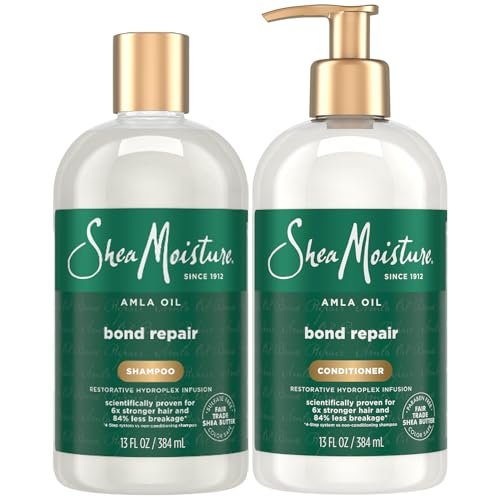 SheaMoisture Amla Oil Bond Repair Shampoo & Conditioner Set for Dry, Damaged Curly Hair - Anti-Frizz, 13 oz Each Avelisse