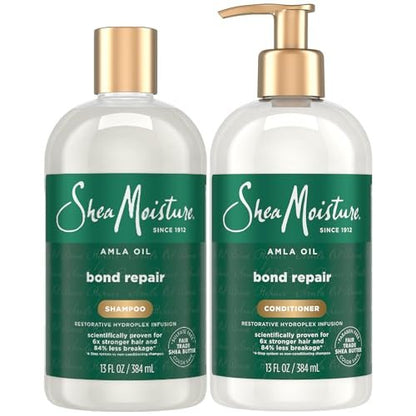 SheaMoisture Amla Oil Bond Repair Shampoo & Conditioner Set for Dry, Damaged Curly Hair - Anti-Frizz, 13 oz Each Avelisse