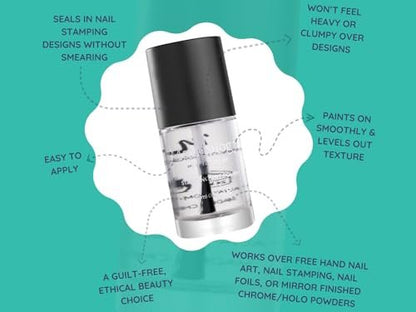 Maniology Smudge-Free Top Coat – Clear Finishing Polish for Nail Art Stamping Protection, 13ml