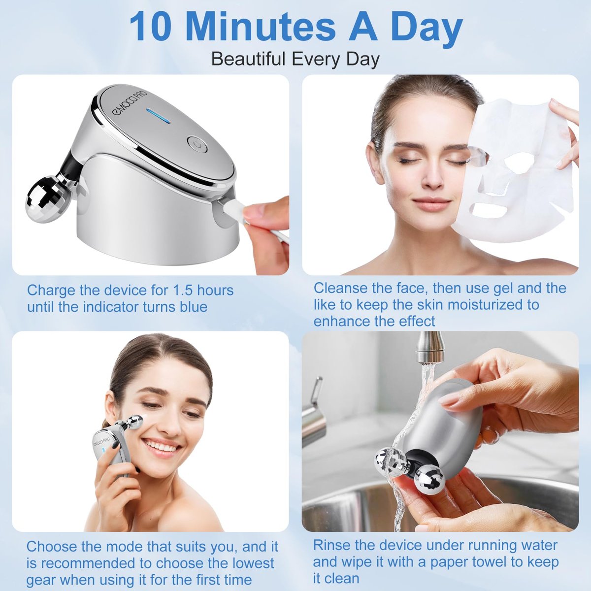 EMOCCI PRO Luminesce Glow Facial Massager – Electric Face Gua Sha Vibration Tool for Lifting, Anti-Aging, and Skin Care Avelisse