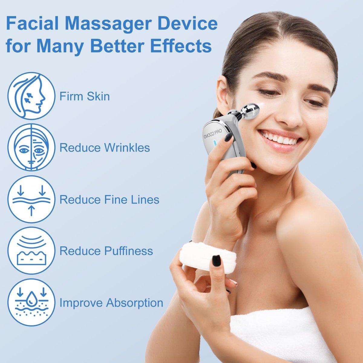 EMOCCI PRO Luminesce Glow Facial Massager – Electric Face Gua Sha Vibration Tool for Lifting, Anti-Aging, and Skin Care Avelisse