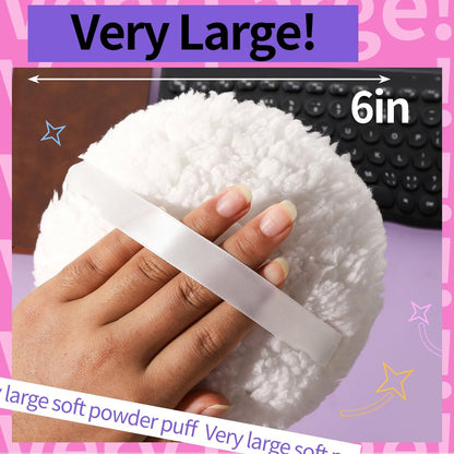 Gootaimi 6" Body Powder Puff – Large Fluffy Soft Powder Puff for Dusting Body Powder (White, 1 Count)