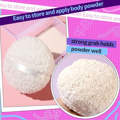 Gootaimi 6" Body Powder Puff – Large Fluffy Soft Powder Puff for Dusting Body Powder (White, 1 Count)