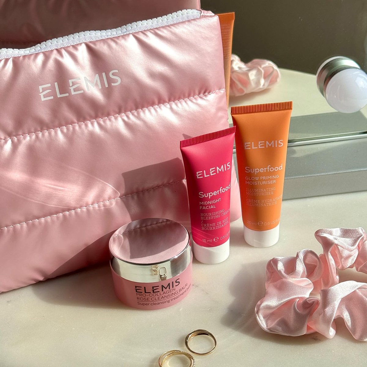ELEMIS Way to Glow Exclusive Skincare Kit - Travel Set with Rose Cleansing Balm, Glow Priming Moisturizer & Midnight Facial Avelisse