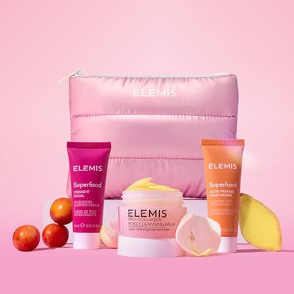 ELEMIS Way to Glow Exclusive Skincare Kit - Travel Set with Rose Cleansing Balm, Glow Priming Moisturizer & Midnight Facial Avelisse