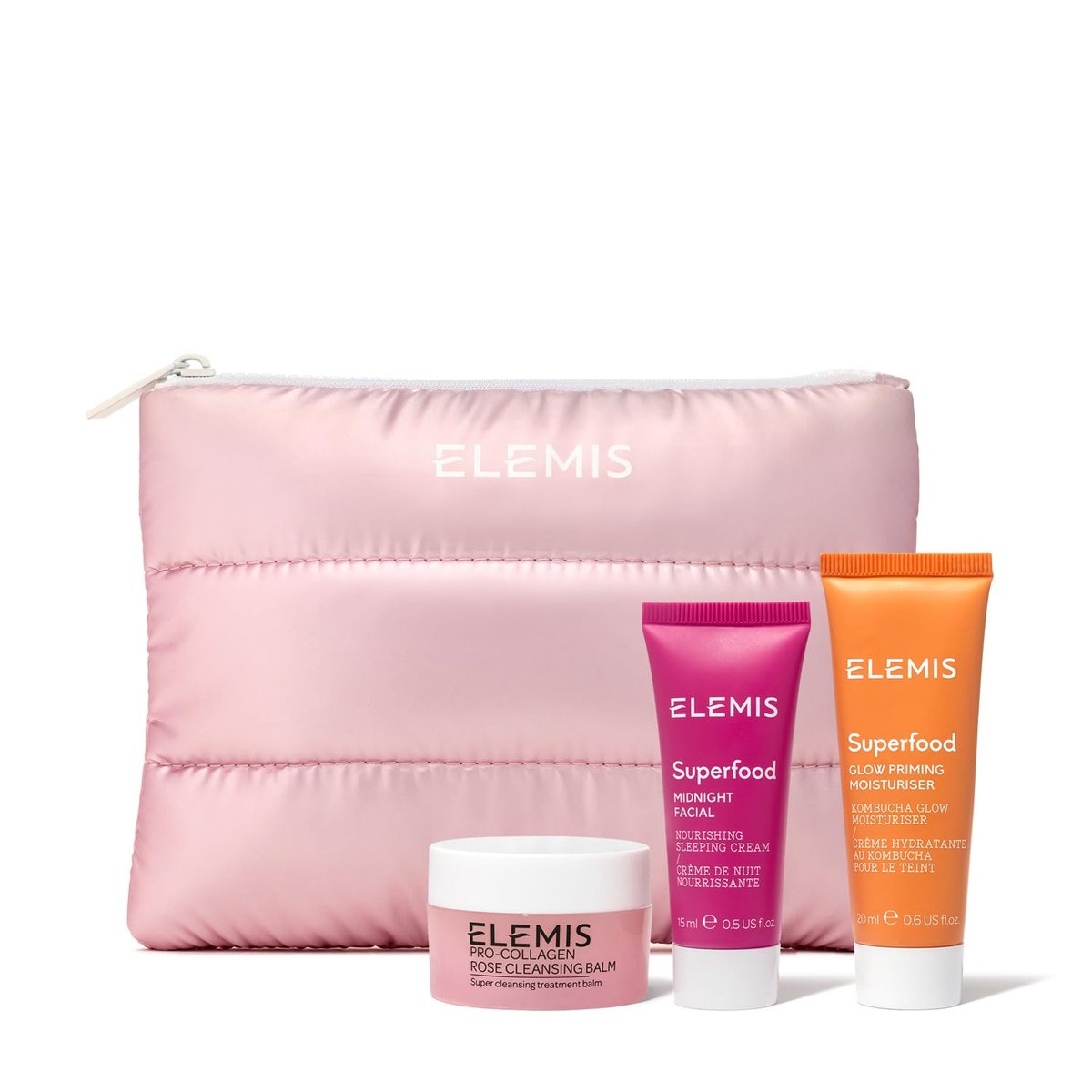 ELEMIS Way to Glow Exclusive Skincare Kit - Travel Set with Rose Cleansing Balm, Glow Priming Moisturizer & Midnight Facial Avelisse