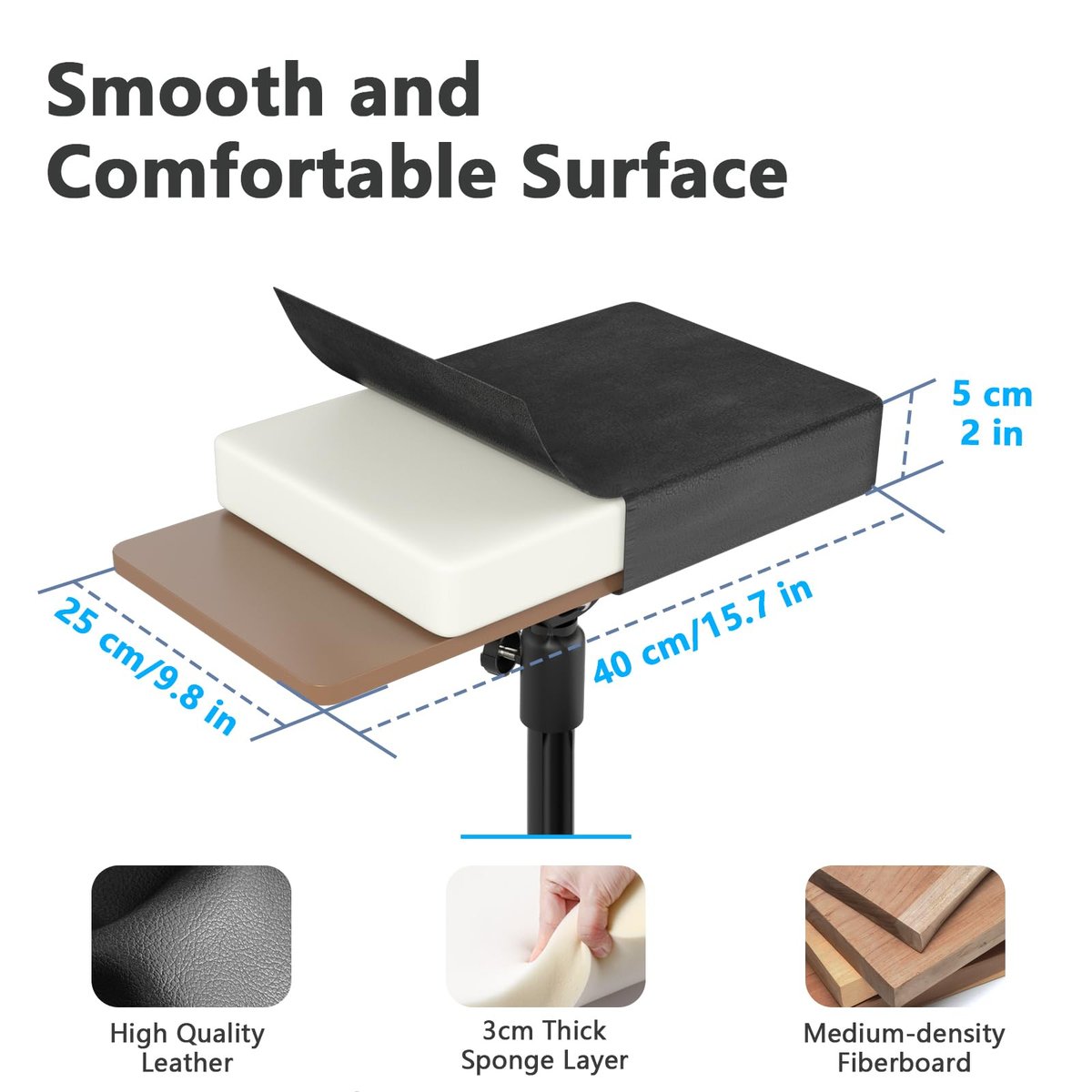 ZHOOGE Tattoo Armrest Stand With Tray - Adjustable Height Tattoo Arm Leg Rest with Soft Pad for Tattoo Studio Supplies Avelisse