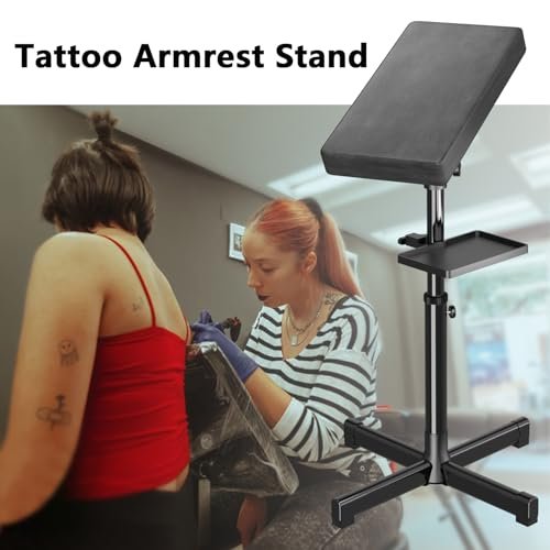 ZHOOGE Tattoo Armrest Stand With Tray - Adjustable Height Tattoo Arm Leg Rest with Soft Pad for Tattoo Studio Supplies Avelisse
