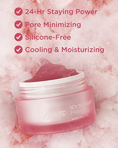TOUCH IN SOL Icy Sherbet Primer - Hydrating Face Primer for Dry or Oily Skin, Silk Pore and Wrinkle Minimizer, Silicone & Oil Free Gel Formula with Cooling Effect, 1.05 fl.oz. Avelisse