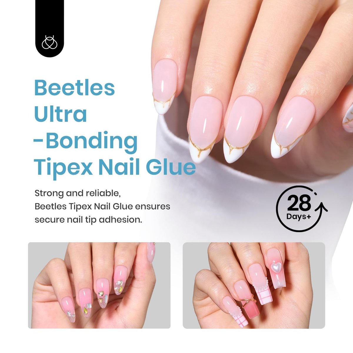 Beetles Tipex Nail Glue 20g - Super Strong Solid Gel for Nail Tips, Soak-Off UV, No Hand-Hold Needed, 28+ Days Lasting, Professional & Beginner-Friendly Avelisse